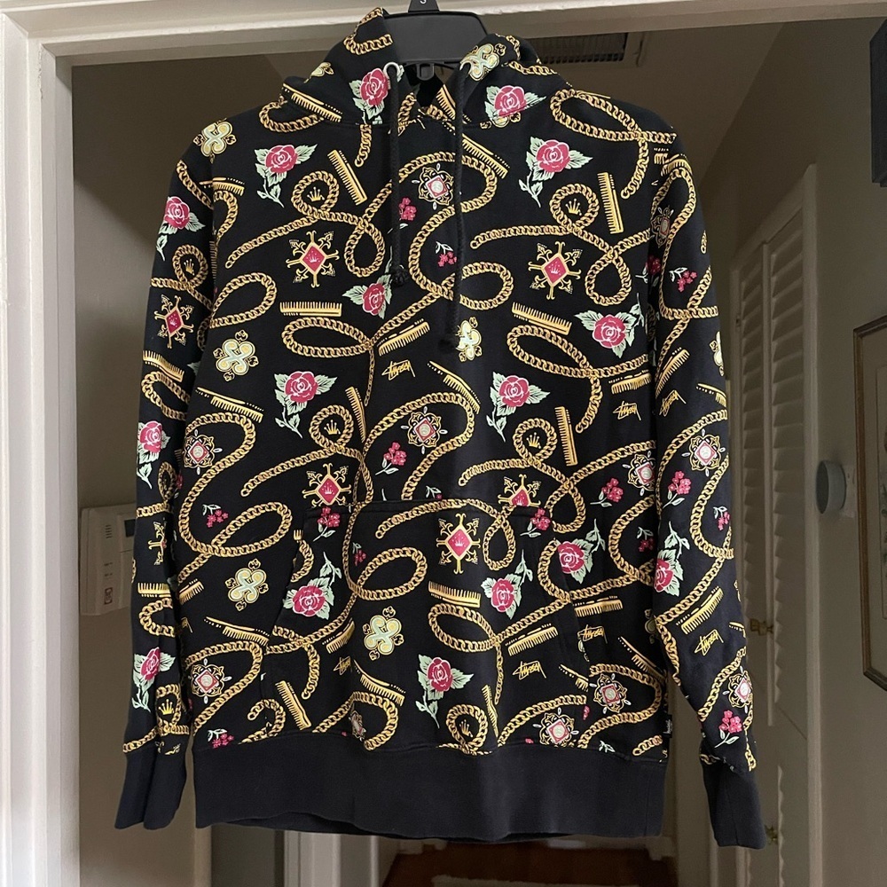 EUC Stussy Gold Chain Print Hoodie